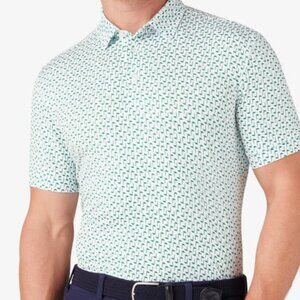Mizzen+Main - Versa Polo, White with Green Golf Flag Print